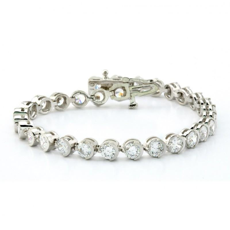 White Gold 14K Prong Real Diamonds Basic Tennis Bracelet 5.70 Carats - Tennis Bracelet-harrychadent.ca