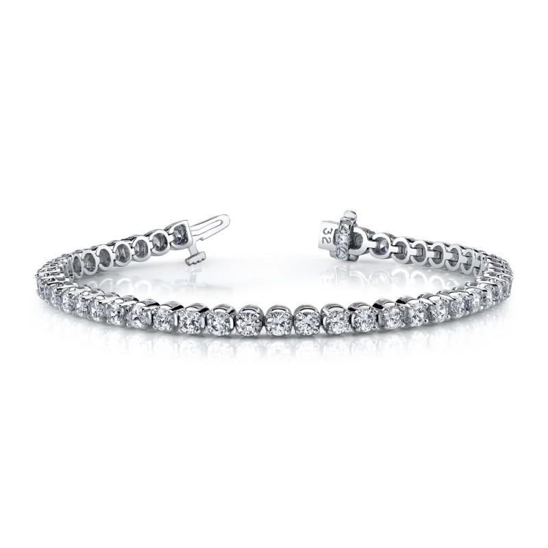 White Gold 14K Prong Real Diamonds Basic Tennis Bracelet 6.90 Carats - Tennis Bracelet-harrychadent.ca