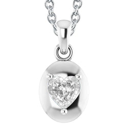 White Gold 14K Real Diamond Pendant Heart Old Miner 2.50 Carats