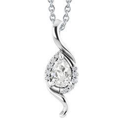 White Gold 14K Real Natural Earth Mined Diamond Pendant Pear Cut Old Miner 2.50 Carats