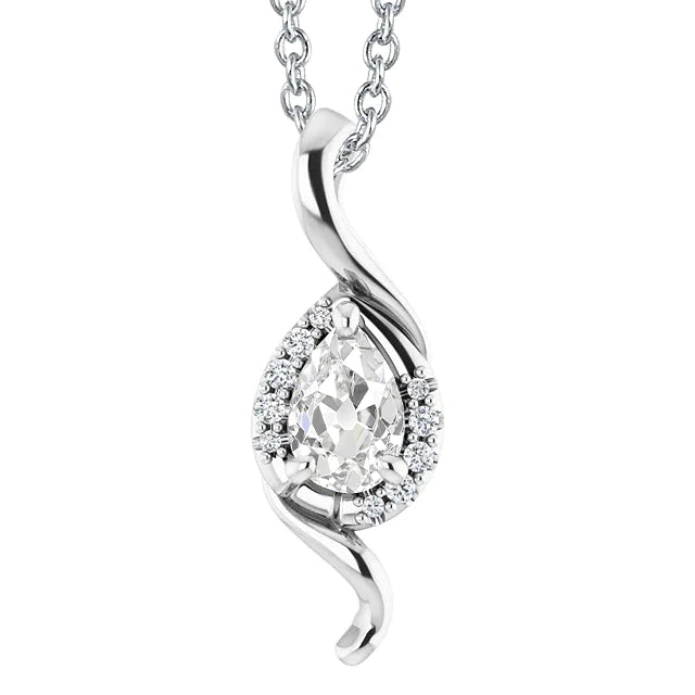 White Gold 14K Real Diamond Pendant Pear Cut Old Miner 2.50 Carats - Pendant-harrychadent.ca