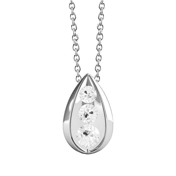 White Gold 14K Real Diamond Pendant Round Old Mine Cut 2 Carats