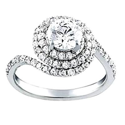 White Gold 14K Real Diamond Ring Approx. 2.50 Carats Halo Ring With Accents