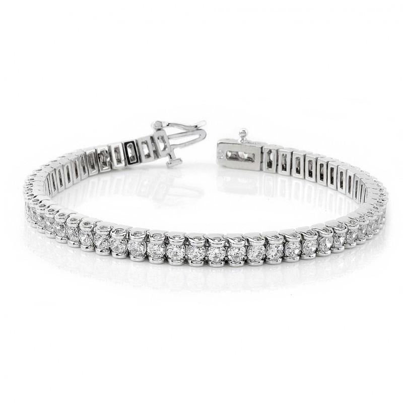 White Gold 14K Real Diamonds Basic Tennis Bracelet 3.50 Carats - Tennis Bracelet-harrychadent.ca