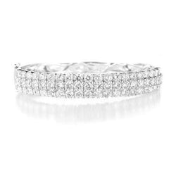 White Gold 14K Round Cut 6.00 Carats Real Natural Earth Mined Diamonds Lady Bangle