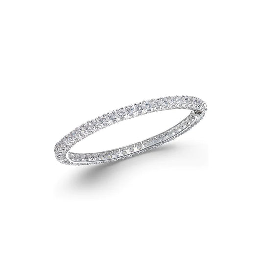 White Gold 14K Round Cut 7.70 Carats Genuine Diamonds Lady Bangle