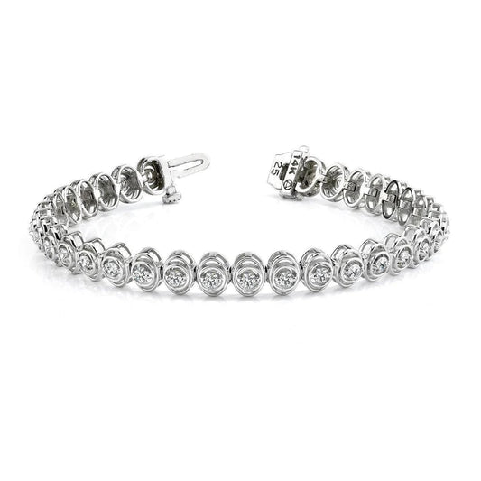 White Gold 14K Round Cut Real Diamond Women Tennis Bracelet 4 Carats