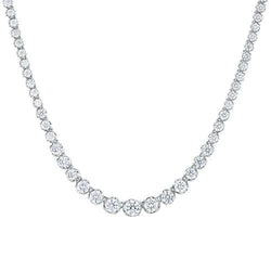 White Gold 14K Round Cut Sparkling 15.00 Ct Genuine Diamonds Ladies Necklace