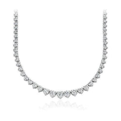 White Gold 14K Round Cut Sparkling 20 Ct Genuine Natural Earth Mined Diamond Women Necklace