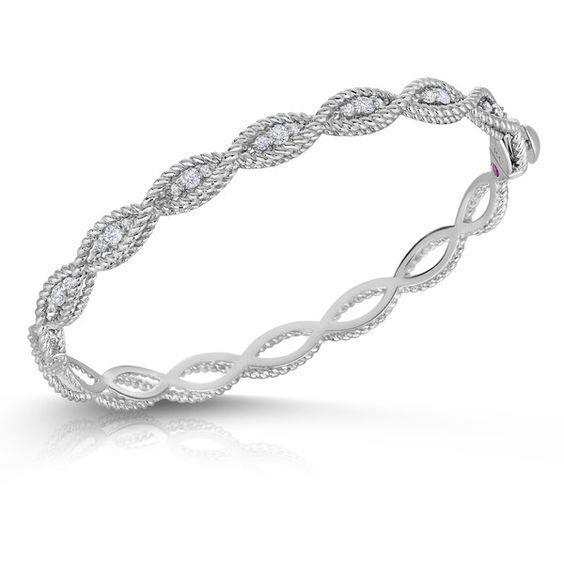 White Gold 14K Round Natural Diamond Bangle 2.80 Carats