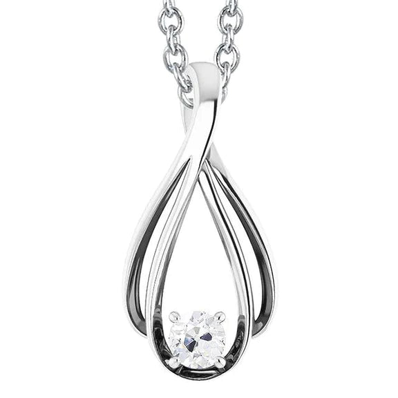 White Gold 14K Round Old Cut Genuine Diamond Pendant Necklace 1 Carat