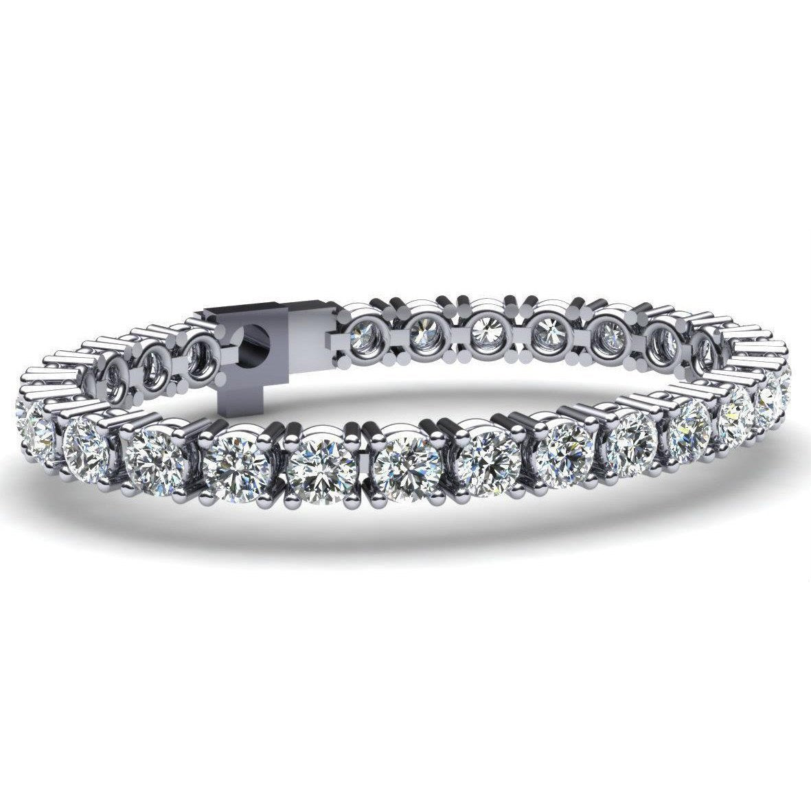 White Gold 14K Round Prong 4 Carats Setting Natural Diamond Tennis Bracelet