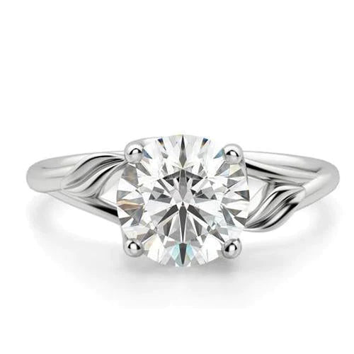 White Gold 14K Round Solitaire 2.70 Carat Real Diamond Ring