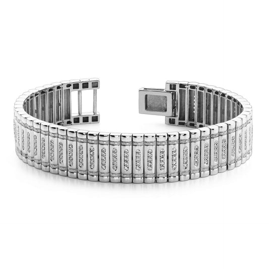 White Gold 14K Small 8 Carats Real Diamonds Men's Bracelet - Mens Bracelet-harrychadent.ca