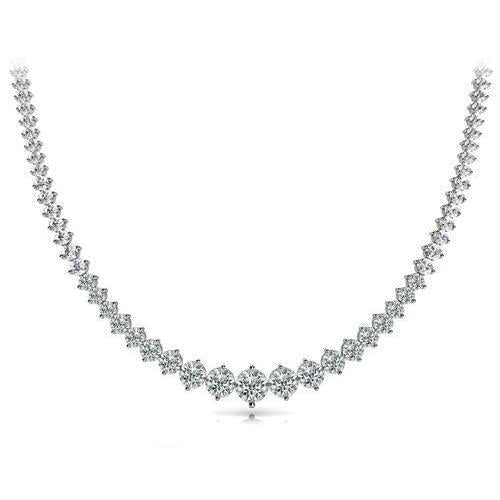 White Gold 14K Small Round Cut  24 Ct Natural Diamonds Ladies Necklace