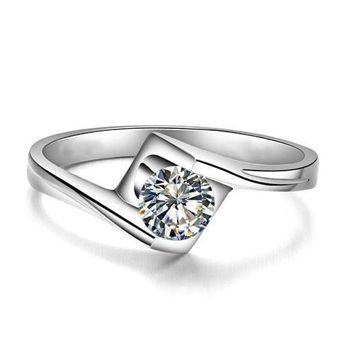 White Gold 14K Solitaire Brilliant Cut 1.25 Ct Natural Diamond Engagement Ring