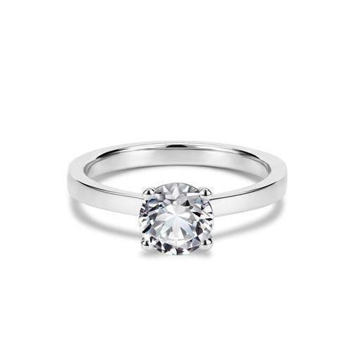 White Gold 14K Solitaire Brilliant Cut Real 2 Ct Diamond Anniversary Ring - Solitaire Ring-harrychadent.ca