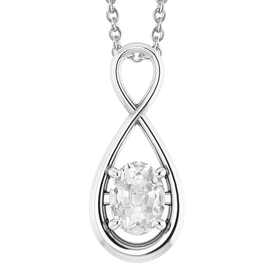 Brilliant Diamond Old Mine Cut Pendant in 14K White Gold – main view
