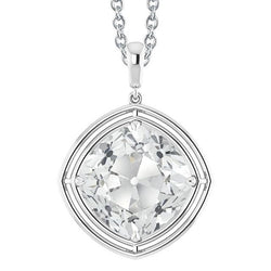 White Gold 14K Solitaire Real Diamond Pendant Cushion Old Cut 5 Carats