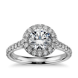 White Gold 14K Solitaire With Accents Real Natural Earth Mined Diamond Halo Ring 1.40 Carats