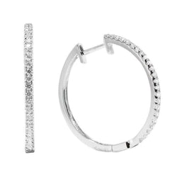 White Gold 14K Sparkling 2.50 Carats Genuine Diamonds Lady Hoop Earrings New