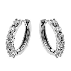 White Gold 14K Sparkling 3.00 Carats Real Diamonds Ladies Hoop Earrings