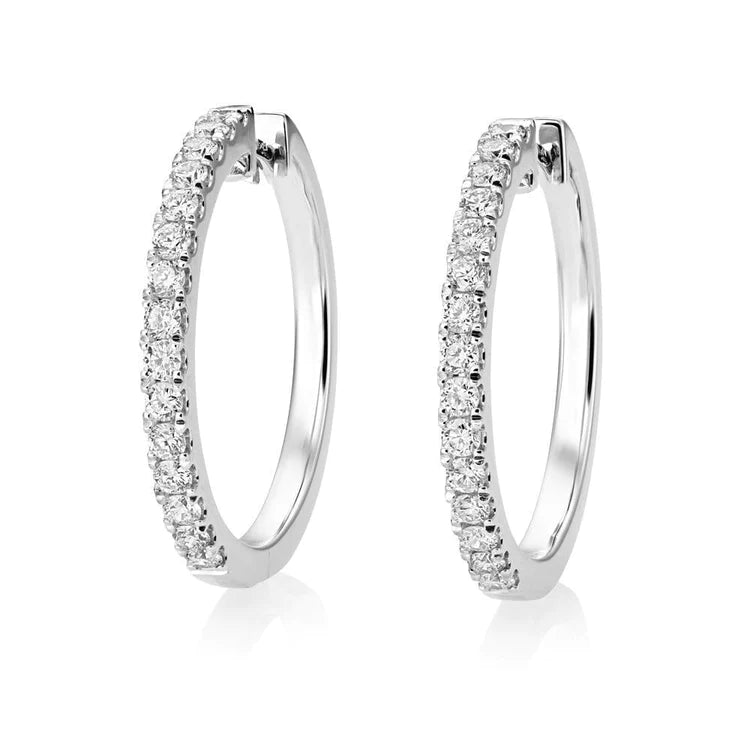 White Gold 14K Sparkling 4.30 Carats Real Diamonds Ladies Hoop Earrings