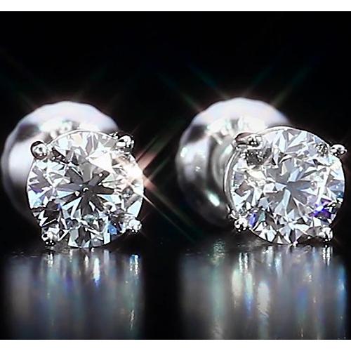  14K Stud Earrings 2 Carats Round Cut Real Diamonds