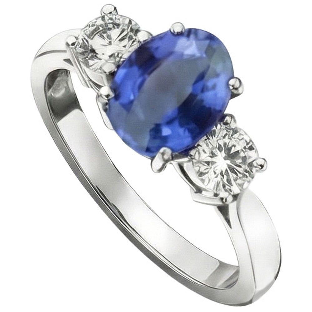 natural round sapphire 3.50ct ring front view