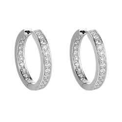 White Gold 14K Women Hoop Earrings 4.30 Carats Round Cut Real Diamonds