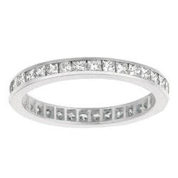 White Gold 2.24 Carat Princess Cut Genuine Diamond Eternity Ring Band Jewelry