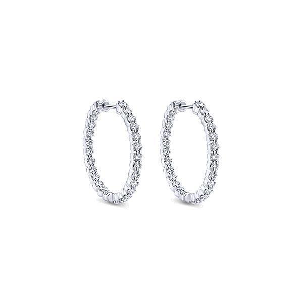 White Gold  2.70 Ct Gorgeous Round Cut Real Diamonds Ladies Hoop Earring