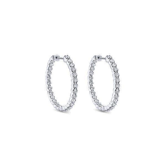 White Gold  2.70 Ct Gorgeous Round Cut Real Diamonds Ladies Hoop Earring