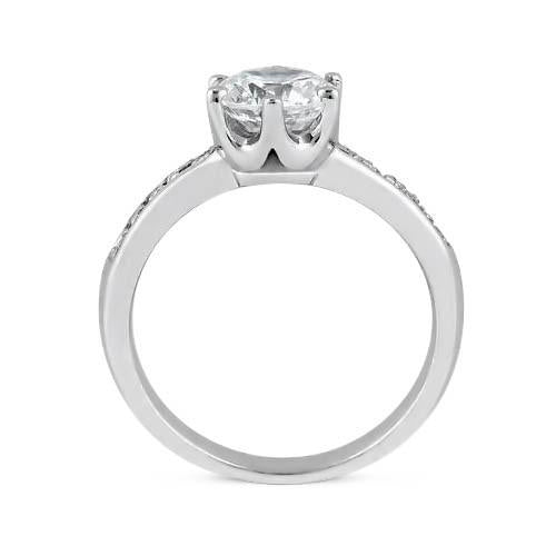 White Gold 2 Carat Round Brilliant Genuine Diamond Solitaire With Accents Ring