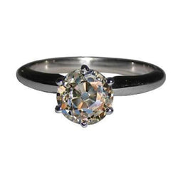 White Gold 2 Carats Old Miner Cut Gorgeous Real Natural Earth Mined Diamond Solitaire Ring