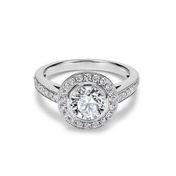 White Gold 3.50 Carats Real Natural Earth Mined Diamond Engagement Ring Halo