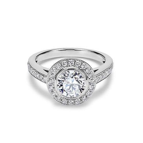 White Gold 3.50 Carats Real Diamond Engagement Ring Halo