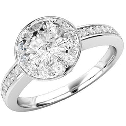 White Gold 4.20 Ct Round Real Natural Earth Mined Diamond Wedding Halo Ring