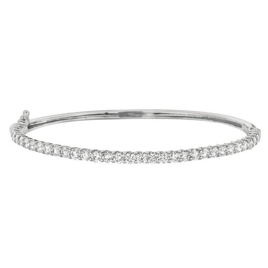 White Gold 4 Carats Round Genuine Diamond Bangle Jewelry