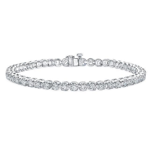 White Gold 7.05 Ct Round Cut Real Diamonds Tennis Bracelet - Tennis Bracelet-harrychadent.ca