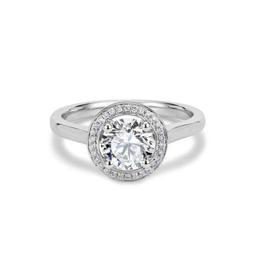 White Gold Accented Round Genuine Diamond Halo Ring 2.85 Carats