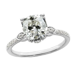 White Gold Anniversary Ring Round Old Mine Cut Real Natural Earth Mined Diamond 3.50 Carats