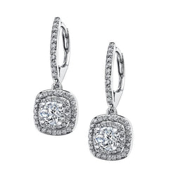 White Gold Dangle Real Natural Earth Mined Diamonds Earrings 14K F Vs1/Vvs1 2.70 Carats