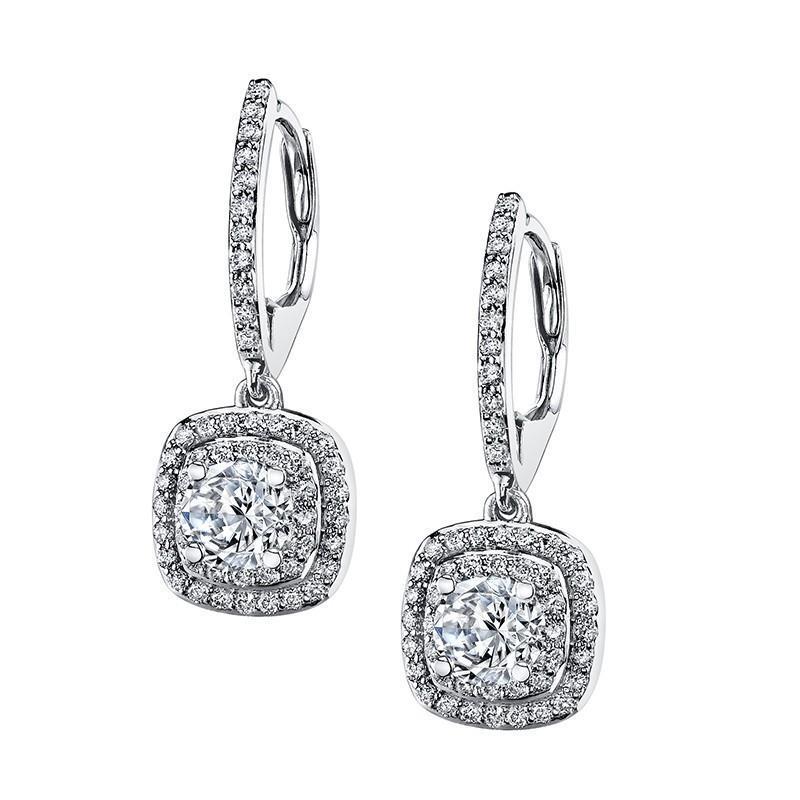 White Gold Dangle Real Diamonds Earrings 14K F Vs1Vvs1 2.70 Carats