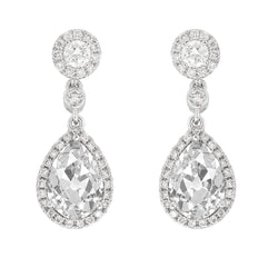 14 Karat White Gold Fine Diamond Stud Earrings – 2-ct Antique