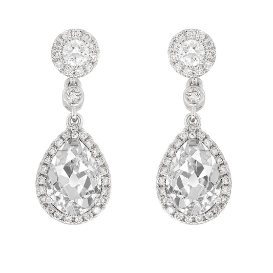 Fine Diamond Antique Cushion Stud Earrings in 14 Karat White Gold – main view