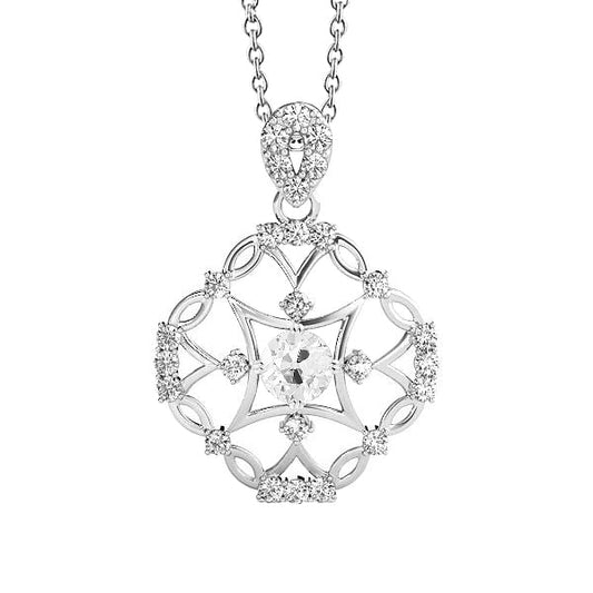 Antique Cushion Brilliant Diamond ring in 14K White Gold – main view