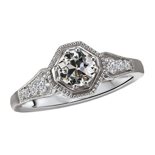 Accent Solitaire Ring 14K White Gold with Brilliant Diamond – main view