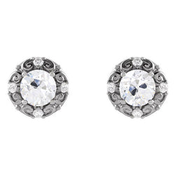Vintage Stud Earrings – Brilliant Diamond 3.50 ct 14 Karat White