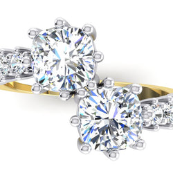 White Gold Double Cushion Cut Diamond Ring 3.30 Carats 14K